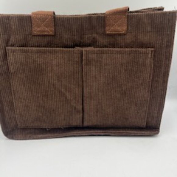 NEW Fashion & Bags Tote Bag Purse Brown Corduroy Crossbody Detachable Strap - Picture 11 of 12